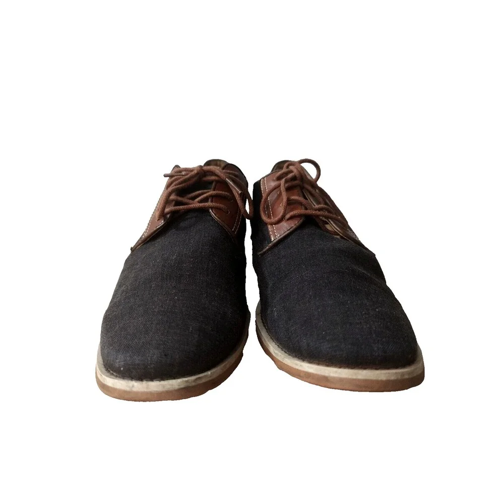 Giorgio Brutini Mens Shoes Sz 11 Oxfords Derby Linen Canvas Black Brown Heel Tap